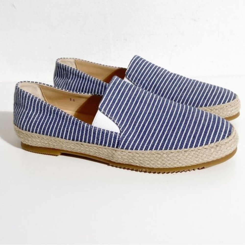New Ron White Delilah Espadrille Loafer in Denim Stripe size 36